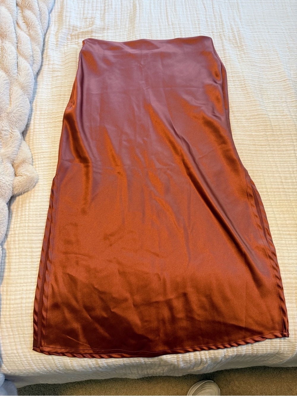 Princess Polly Rust Satin Midi Skirt